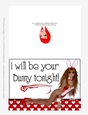 Sexy Light Skin & Red Hair Bunny - Adult Valentines Day 5x7 Greeting Card 