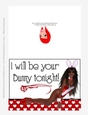 Sexy Dark Skin & Brown Hair Bunny - Adult Valentines Day 5x7 Greeting Card 