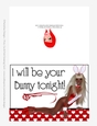 Sexy Dark Skin & Blonde Hair Bunny - Adult Valentines Day 5x7 Greeting Card 