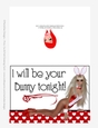 Sexy Light Skin & Blonde Hair Bunny - Adult Valentines Day 5x7 Greeting Card 