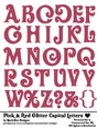 Pink & Red Glitter Capital Plastic Look Letters A4 Alphabet Sheet - OLVR