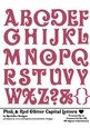 Pink & Red Glitter Capital Plastic Look Letters 5x7 Alphabet Sheet - OLVR