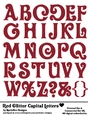 Red Glitter Capital Plastic Look Letters A4 Alphabet Sheet - OLVR
