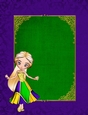 Elegant Purple A4 Size Background with Gold Framed Tag & Poser Girl
