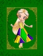 Elegant Green A4 Size Background with Gold Framed Tag & Poser Girl 2