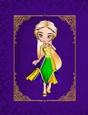 Elegant Purple A4 Size Background with Gold Framed Tag & Poser Girl 2