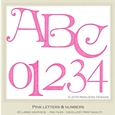 Pink Irish Style Curled Standard Alphabet Capital Letters & Number Graphics