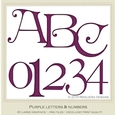 Purple Irish Style Curled Standard Alphabet Capital Letters & Number Graphics