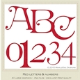 Red Irish Style Curled Standard Alphabet Capital Letters & Number Graphics