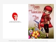 Red Hair Asian Cookie Girl Quick Cut & Fold Valentines Day 5x7 Greeting Card 2
