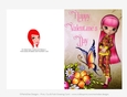 Hot Pink Hair Asian Cookie Girl Quick Cut & Fold Valentines Day 5x7 Greeting Card