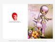 Pink Hair Asian Cookie Girl Quick Cut & Fold Valentines Day 5x7 Greeting Card