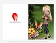 Dirty Blonde Hair Asian Cookie Girl Quick Cut & Fold Valentines Day 5x7 Greeting Card