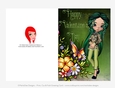 Green Hair Asian Cookie Girl Quick Cut & Fold Valentines Day 5x7 Greeting Card