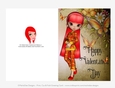 Orange Red Hair Asian Cookie Girl Quick Cut & Fold Valentines Day 5x7 Greeting Card