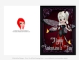 Little Ladybug Devil Girl Quick Cut & Fold Valentines Day 5x7 Greeting Card - Blonde Hair