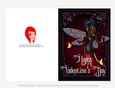 Little Ladybug Devil Girl Quick Cut & Fold Valentines Day 5x7 Greeting Card - Black Hair 2