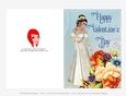 Elegant Brunette Woman with Beautiful Roses - Cut & Fold Valentines Day 5x7 Greeting Card