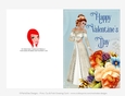 Elegant Redhead Woman with Beautiful Roses - Cut & Fold Valentines Day 5x7 Greeting Card