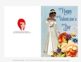 Elegant Brunette Woman with Beautiful Roses - Cut & Fold Valentines Day 5x7 Greeting Card 2