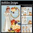 Elegant Redhead Woman with Roses Mix Sentiments Mini Card Kit