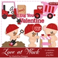 Love at Work - Marshmallow Bear Valentines Day Clip Art