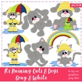 Its Raining Gray Dogs & Cats Clipart