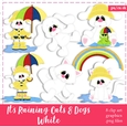 Its Raining White Dogs & Cats Clipart
