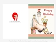 Primitive Girl D2 - Happy Birthday 5x7 Cut & Fold Card (CU Allowed)