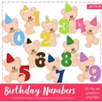Birthday Numbers 0-9 - Marshmallow Teddy Bear Clip Art Graphics