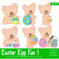 Easter Egg Fun - Marshmallow Teddy Bear Clip Art Graphics