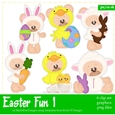 Easter Fun - Marshmallow Teddy Bear Clip Art Graphics