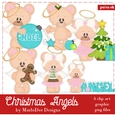 Christmas Angels - Marshmallow & Honey Teddy Bears Clip Art Graphics