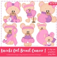 Knocks Out Breast Cancer - Marshmallow & Honey Teddy Bears Clip Art Graphics