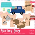 Moving Day - Marshmallow Teddy Bear Clip Art Graphics
