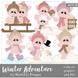 Winter Adventures - Pig Clip Art Graphics