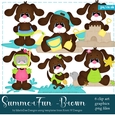 Summer Fun - Brown Dogs Clip Art Graphics