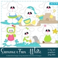 Summer Fun - White Dogs Clip Art Graphics