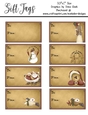 8 - Primitive Style 3.5x2 Christmas Holiday Gift Tags - Mixed Designs Sheet 1