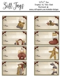 8 - Primitive Style 3.5x2 Christmas Holiday Gift Tags - Mixed Designs Sheet 3