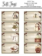 8 - Primitive Style 3.5x2 Christmas Holiday Gift Tags - Mixed Designs Sheet 4