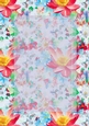 Pretty Red & Blue Flowers Pattern with Vertical Sheer Topper - 5x7 Background