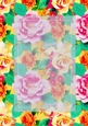 Pink & Golden Roses with Vertical Sheer Topper - 5x7 Background
