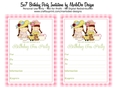 Birthday Tea Party Invitation - Two Girls & Pink Gingham