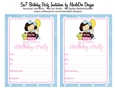 Birthday Party Invitation - Little Dark Hair Girl in Blue Dress