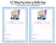 Birthday Party Invitation - Little Blonde Hair Girl in Purple Plaid Dress