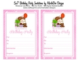 Birthday Party Invitation - Little Brown Hair Girl in Pink Plaid Dress