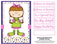 Cute Pink & Green Angel Girl A5 Card Front