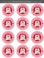 Valentines Day Bunny in Love with Basket of Hearts - 2.5 Stickers Cupcake Toppers Labels