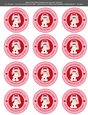 Valentines Day Bunny in Love with Heart Flowers - 2.5 Stickers Cupcake Toppers Labels
